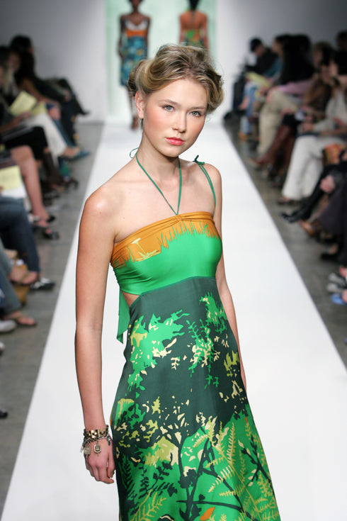 Abito foulard in seta Carmen "Green Dream".