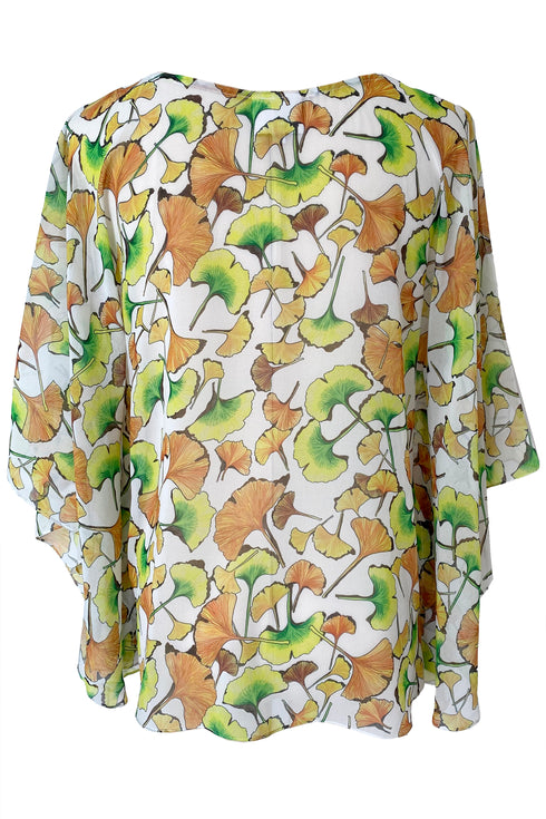 Carla "Ginkgo Leaves" Georgette Caftan Top