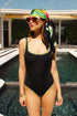 Gigi Reversible Square Neck Maillot "Olive Python/Solid Black"