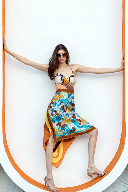 Vivian "California Girl" Robe Foulard Vintage Réversible