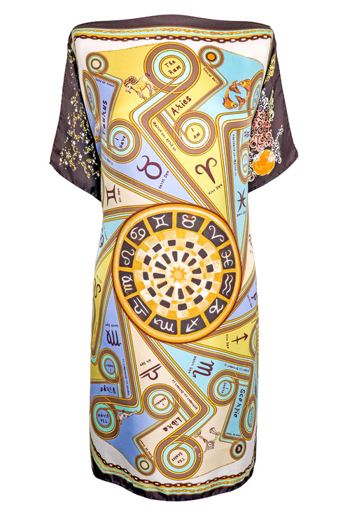 Amanda "Zodiac III/Opium Floral III" tunique foulard en soie