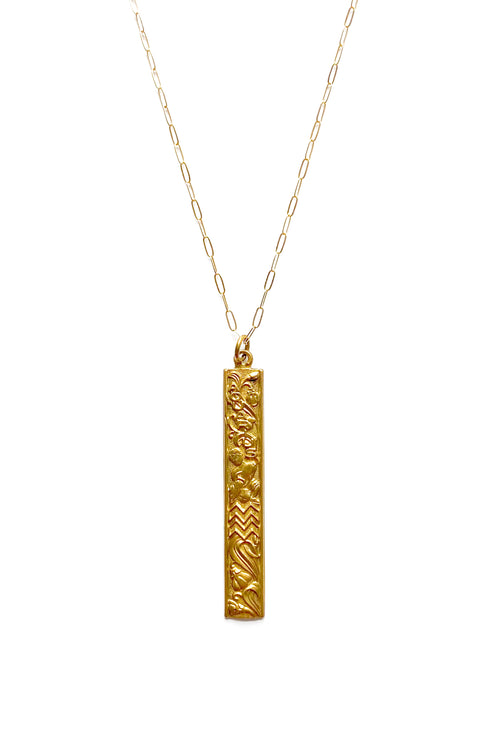Vintage Zodiac Vertical Pendant Necklace