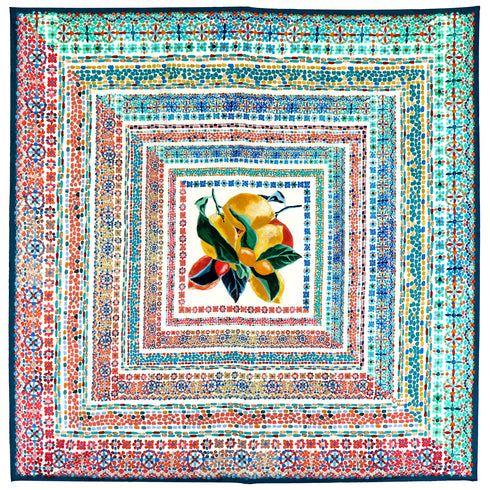 Foulard Quadrato in Seta "Tegola Agrumi".