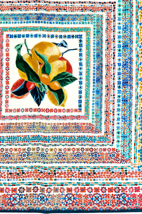 Foulard Quadrato in Seta "Tegola Agrumi".