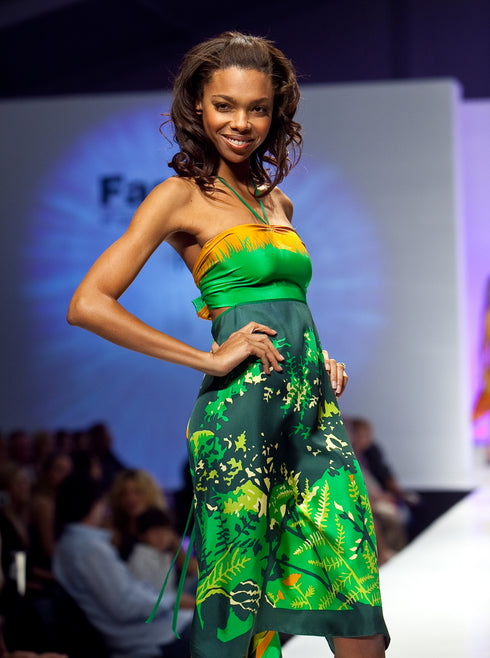 Abito foulard in seta Carmen "Green Dream".