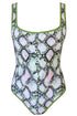 Gigi Reversible Square Neck Maillot "Olive Python/Solid Black"
