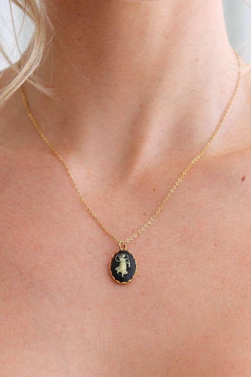Vintage Necklace- Zodiac Sign Cameo 1970's