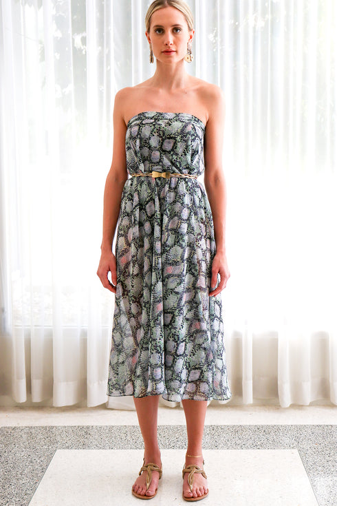 Jupe portefeuille longue Jordan "Olive Python"