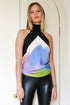 Raquel "Brushstroke Blocks" Reversible Silk Scarf Halter Top