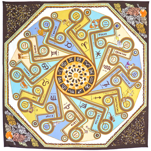 "Zodiac III" Square Silk Scarf