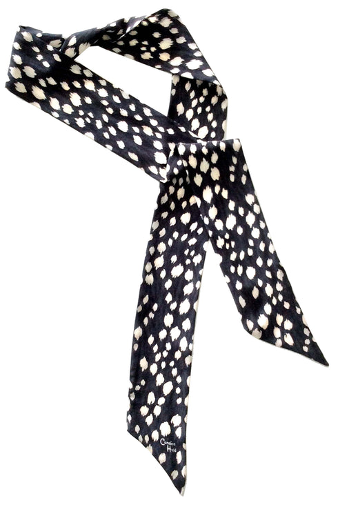 "Midnight Cheetah" Oblong Stitched Silk Scarf