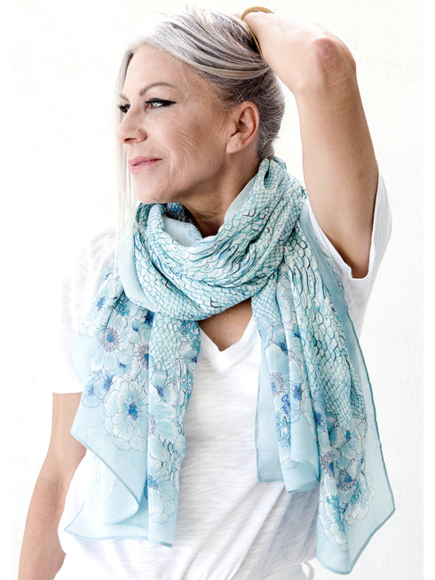 "Peony Snake" Modal/Cashmere Wrap