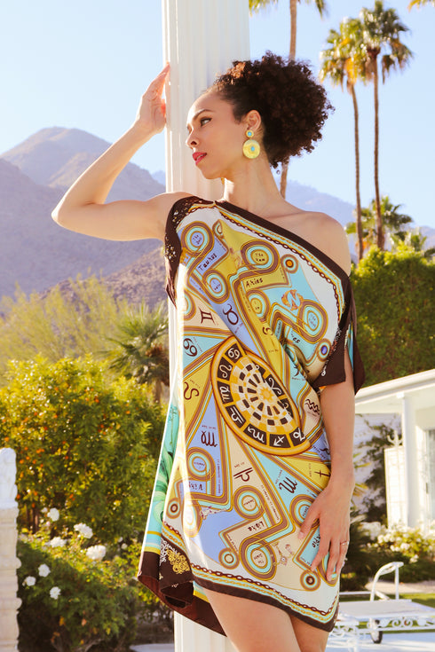 Amanda "Zodiac III/Opium Floral III" tunique foulard en soie