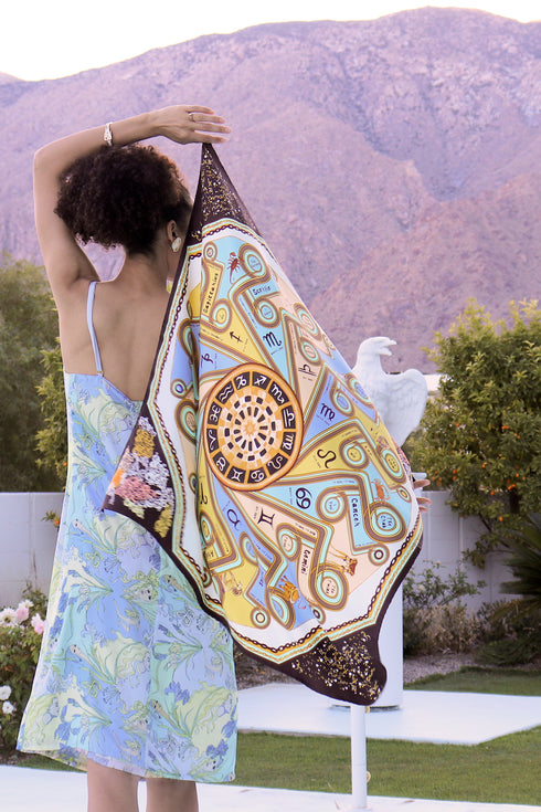 "Zodiac III" Square Silk Scarf