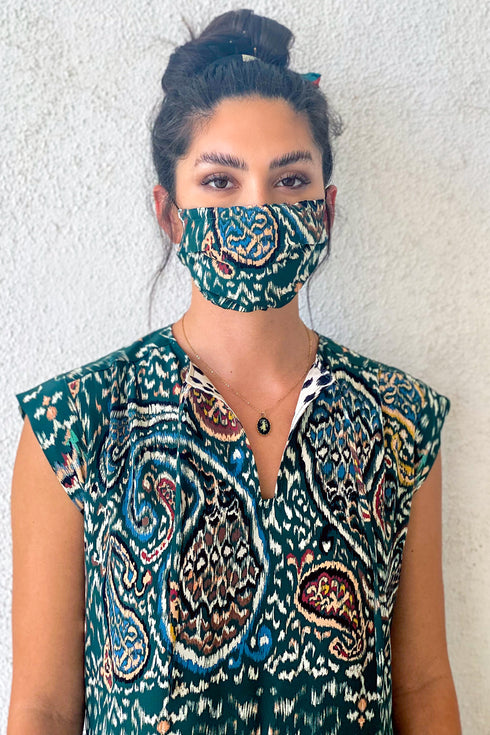 "Ikat Paisley" Reversible Silk Face Mask