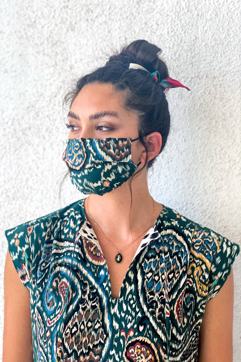 "Ikat Paisley" Reversible Silk Face Mask