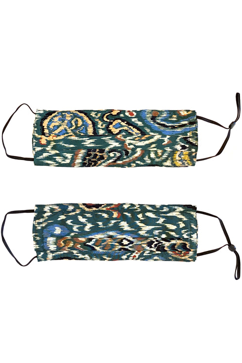 "Ikat Paisley" Reversible Silk Face Mask