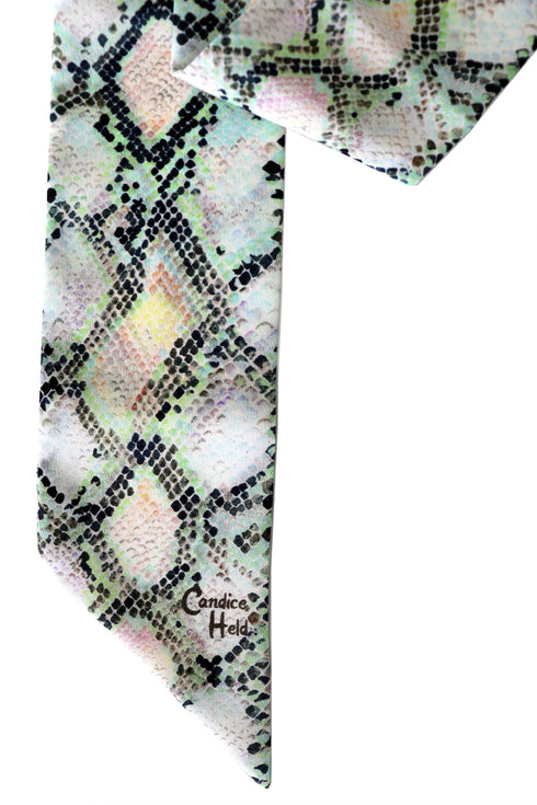 "Crystal Python" Oblong Stitched Silk Scarf