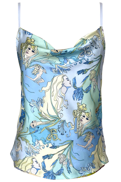 Canotta in raso reversibile Athena "Nouveau Nymphs".