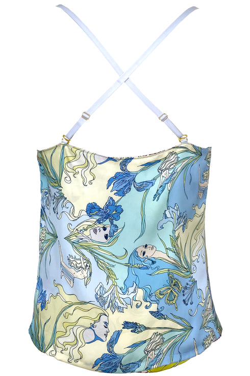 Canotta in raso reversibile Athena "Nouveau Nymphs".