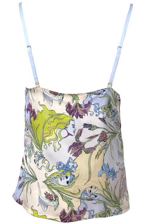 Canotta in raso reversibile Athena "Nouveau Nymphs".