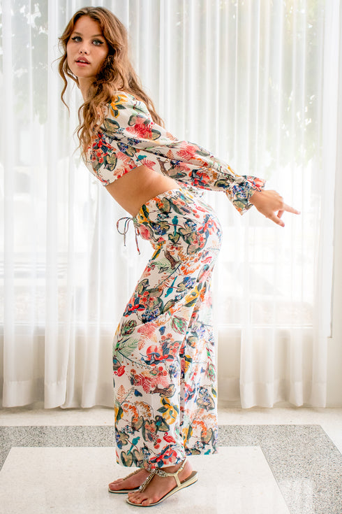Carmela Cotton/Silk Voile Drawstring Pant