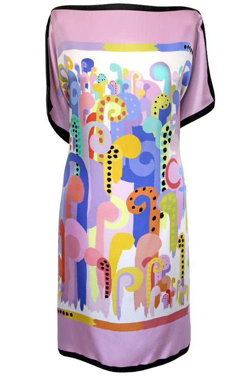 Amanda "Brushstroke Blocks/Painterly Pastels" Tunica sciarpa di seta