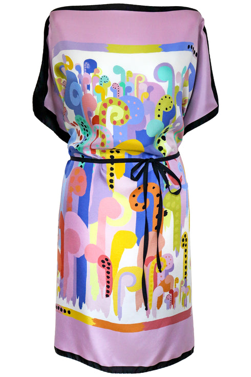 Amanda "Brushstroke Blocks/Painterly Pastels" Tunica sciarpa di seta
