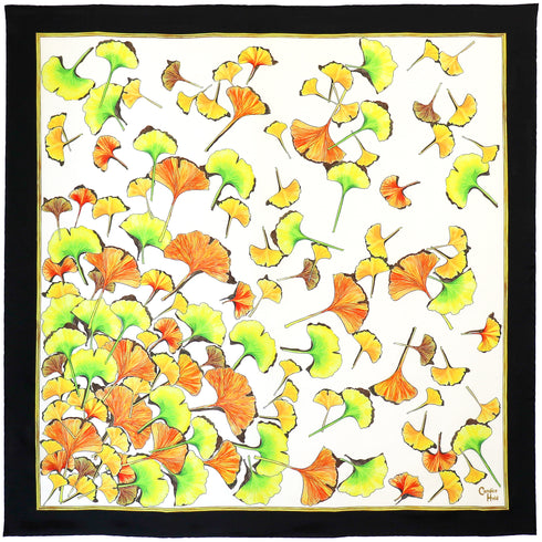 "Ginkgo Leaves" Square Silk Scarf