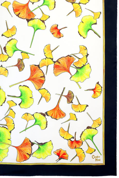 "Ginkgo Leaves" Square Silk Scarf