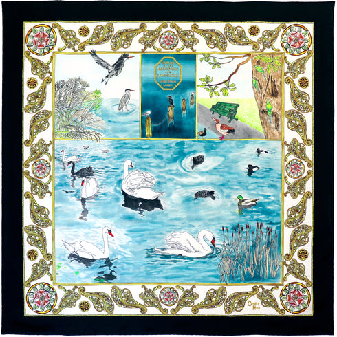 "Birds of Hyde Park" Square Silk Scarf