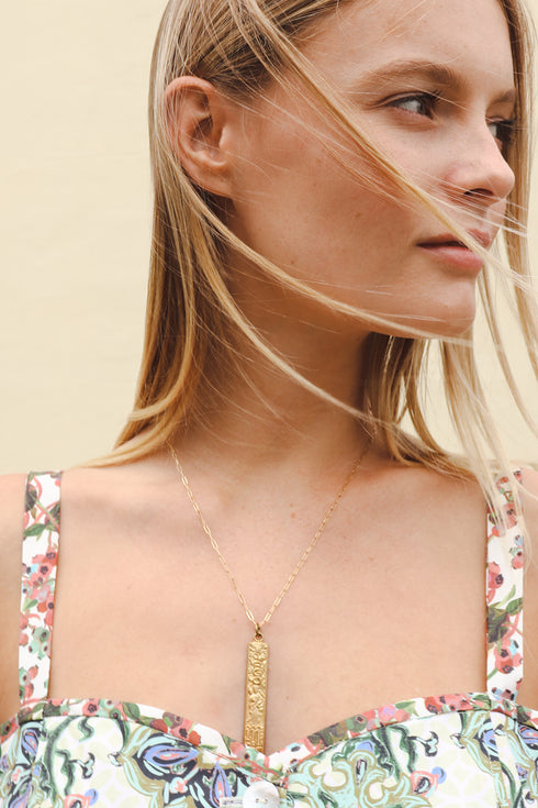 Vintage Zodiac Vertical Pendant Necklace