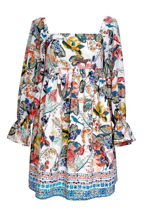 Robe nuisette en voile de coton/soie Isabella