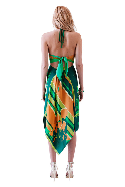 Abito foulard di seta Vivian "Green Dream".