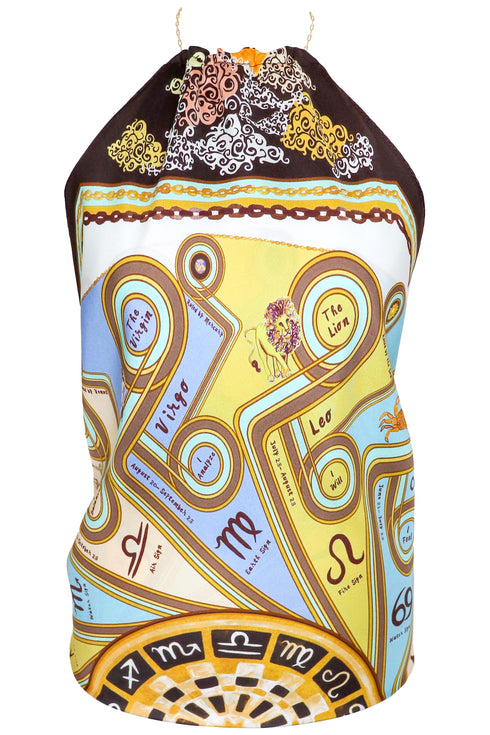 Patti "Zodiac III" Reversible Silk Scarf Halter Top