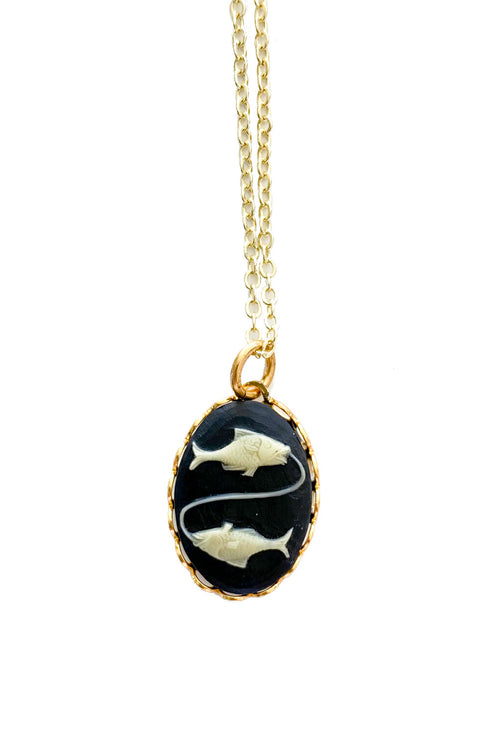 Vintage Necklace- Zodiac Sign Cameo 1970's