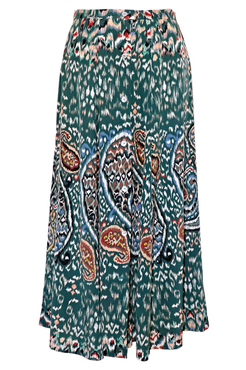 Gonna di seta lunghezza midi Roxanne "Ikat Paisley".