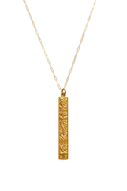 Vintage Zodiac Vertical Pendant Necklace