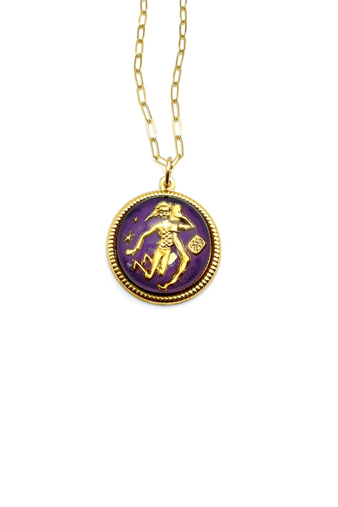 Vintage Zodiac Glass Dome Necklace
