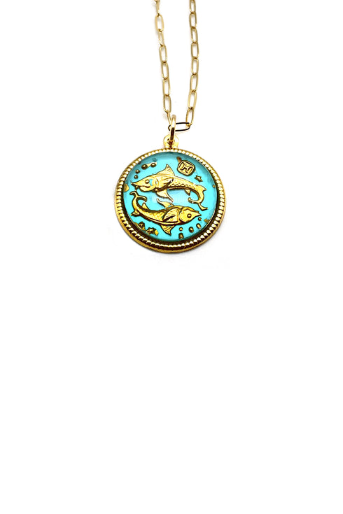 Vintage Zodiac Glass Dome Necklace