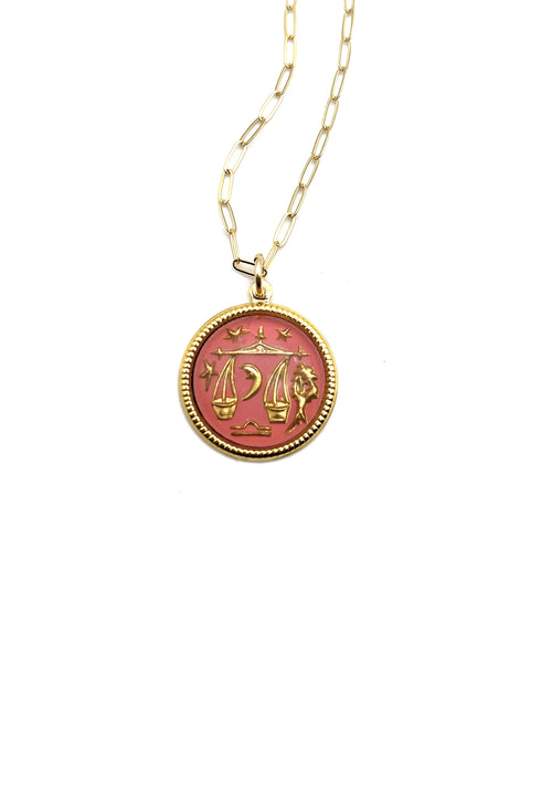 Vintage Zodiac Glass Dome Necklace