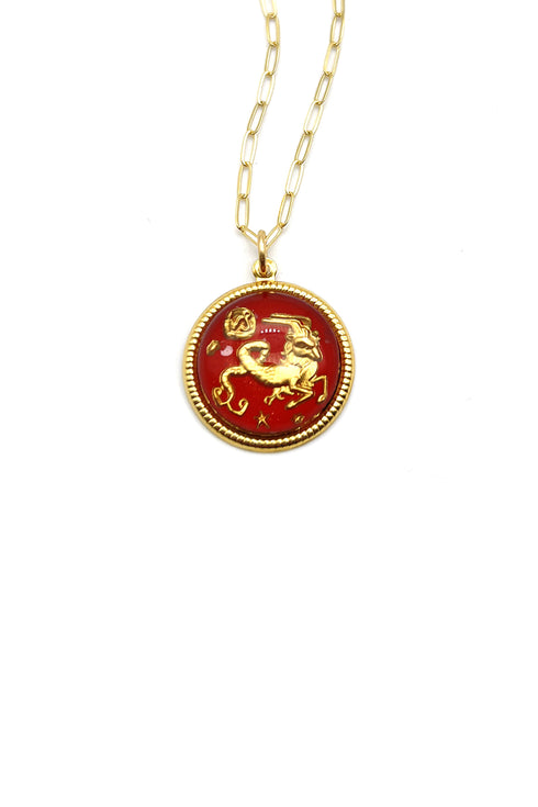 Vintage Zodiac Glass Dome Necklace