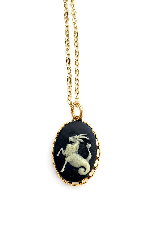 Vintage Necklace- Zodiac Sign Cameo 1970's