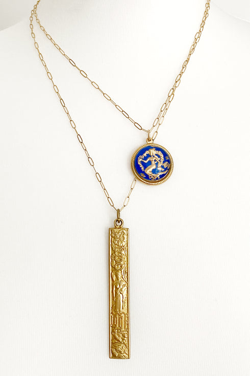 Vintage Zodiac Vertical Pendant Necklace